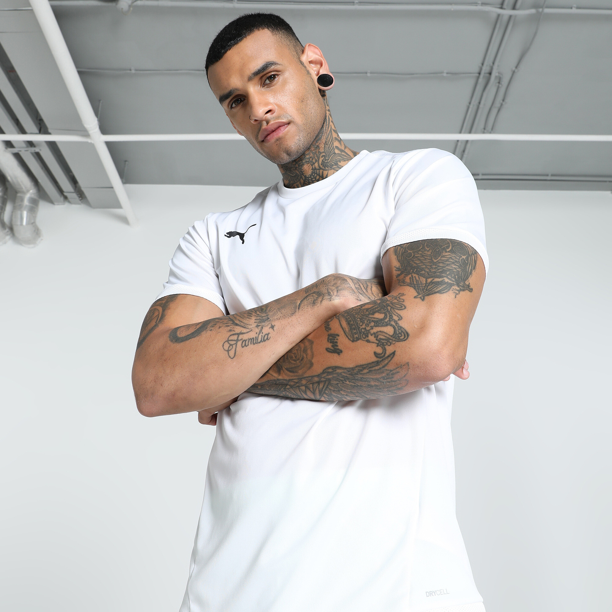 PUMA teamLIGA Men's Soccer Jersey in White, Size S