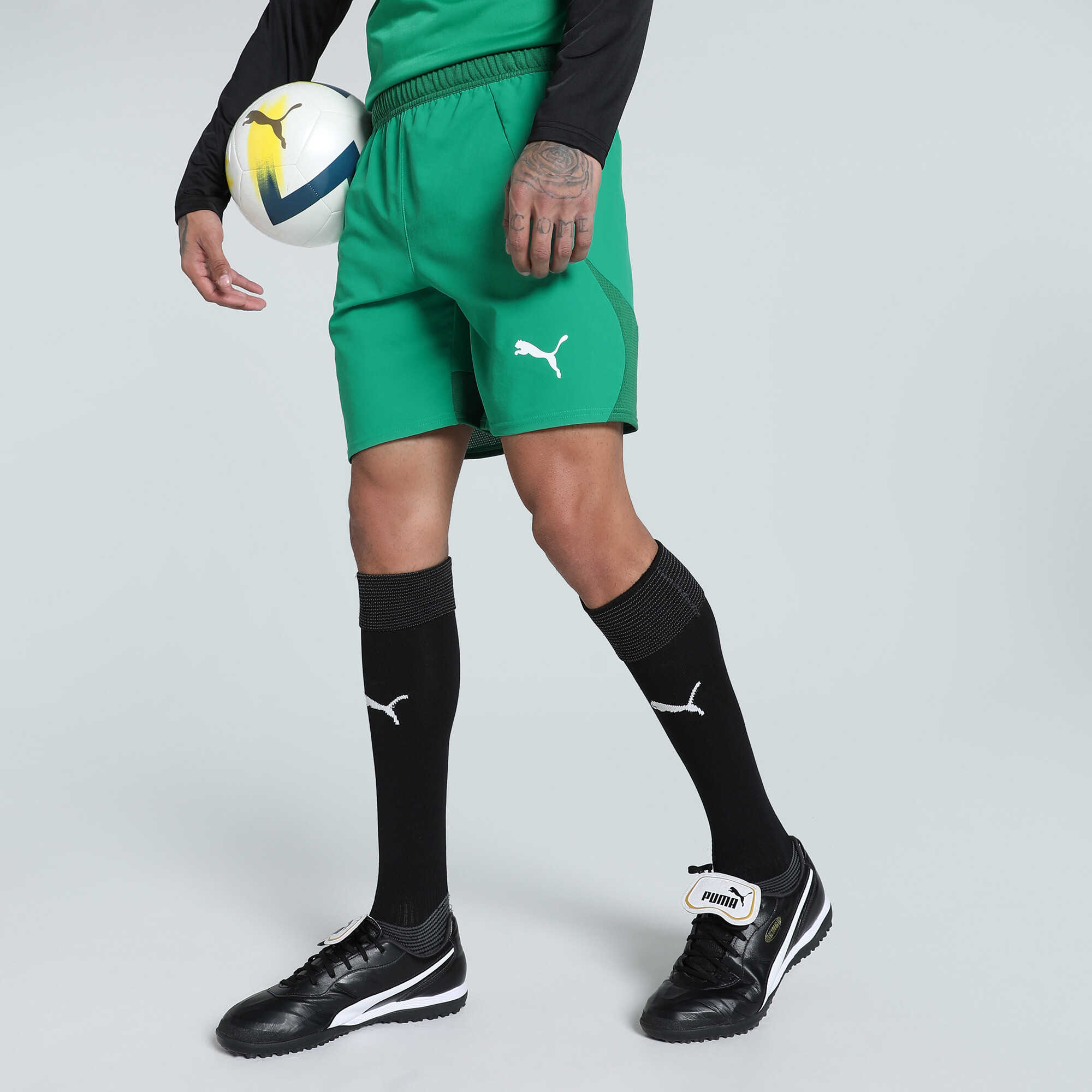 PUMA teamFINAL Men's Soccer Shorts in Green, Size L