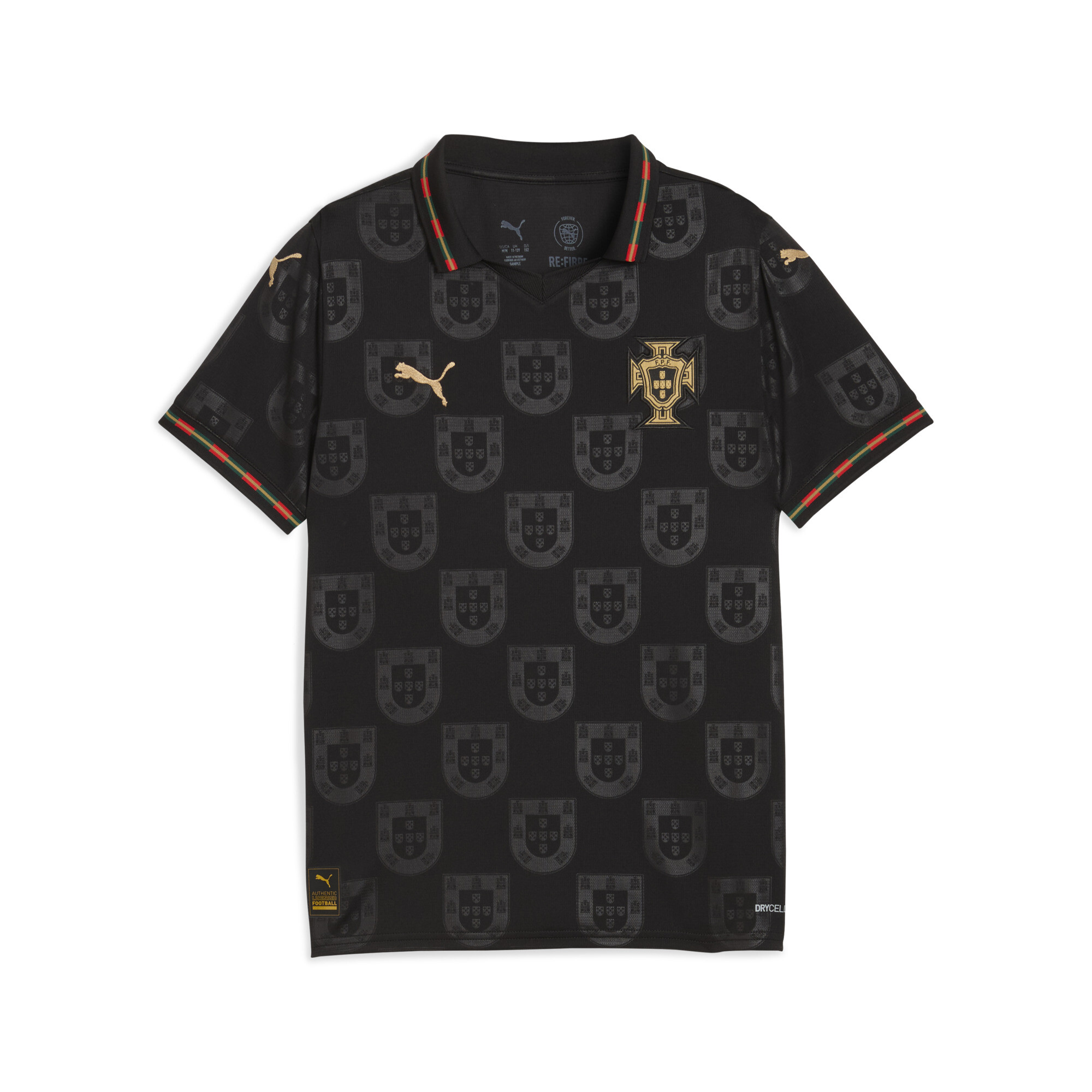 PUMA Portugal 25/26 Special Edition EusÃ©bio voetbalshirt, Zwart/Goud, Maat 7-8Y thumbnail 3