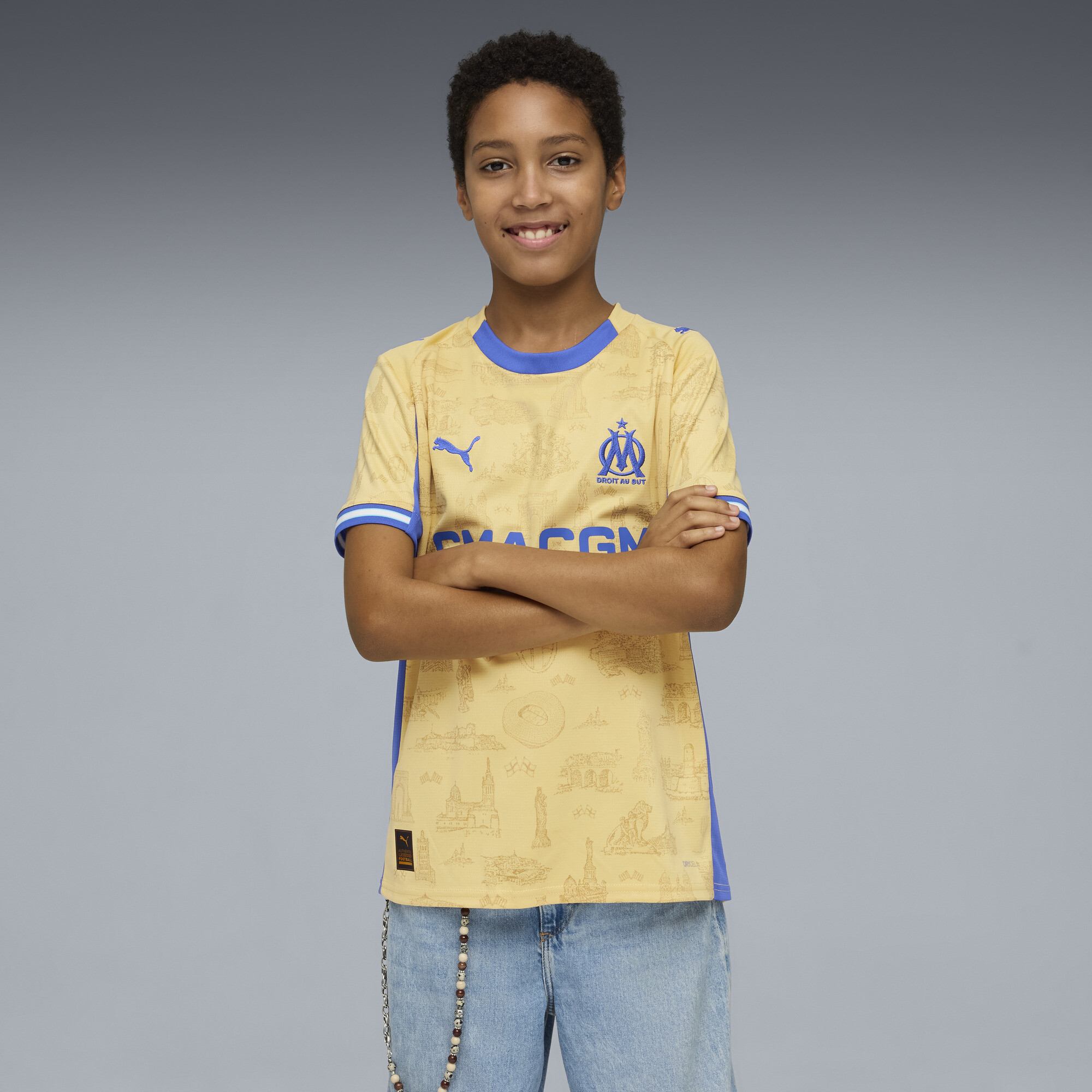 PUMA Olympique de Marseille Special Edition voetbalshirt, Blauw/Goud, Maat 11-12Y thumbnail 5