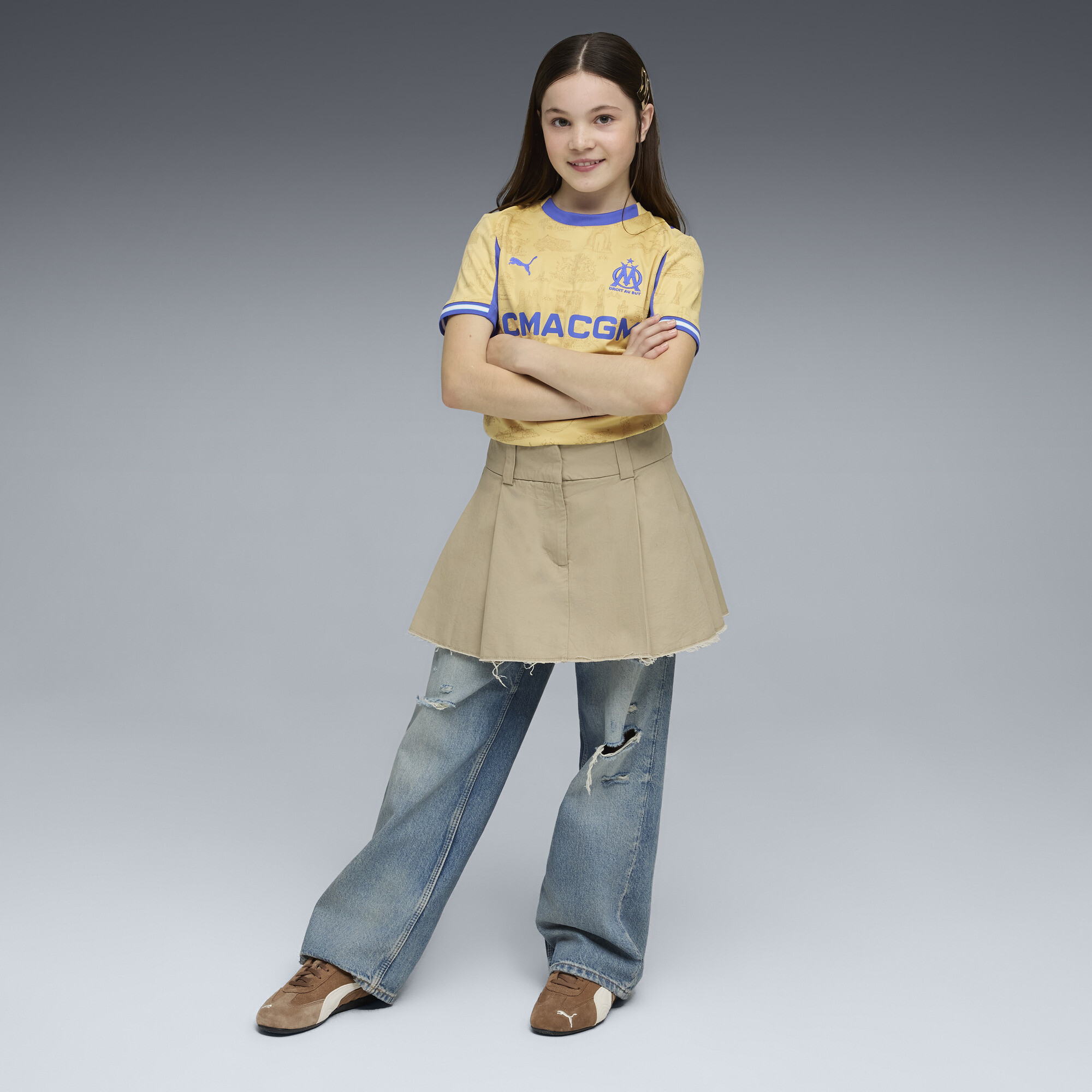 PUMA Olympique de Marseille Special Edition voetbalshirt, Blauw/Goud, Maat 11-12Y thumbnail 3