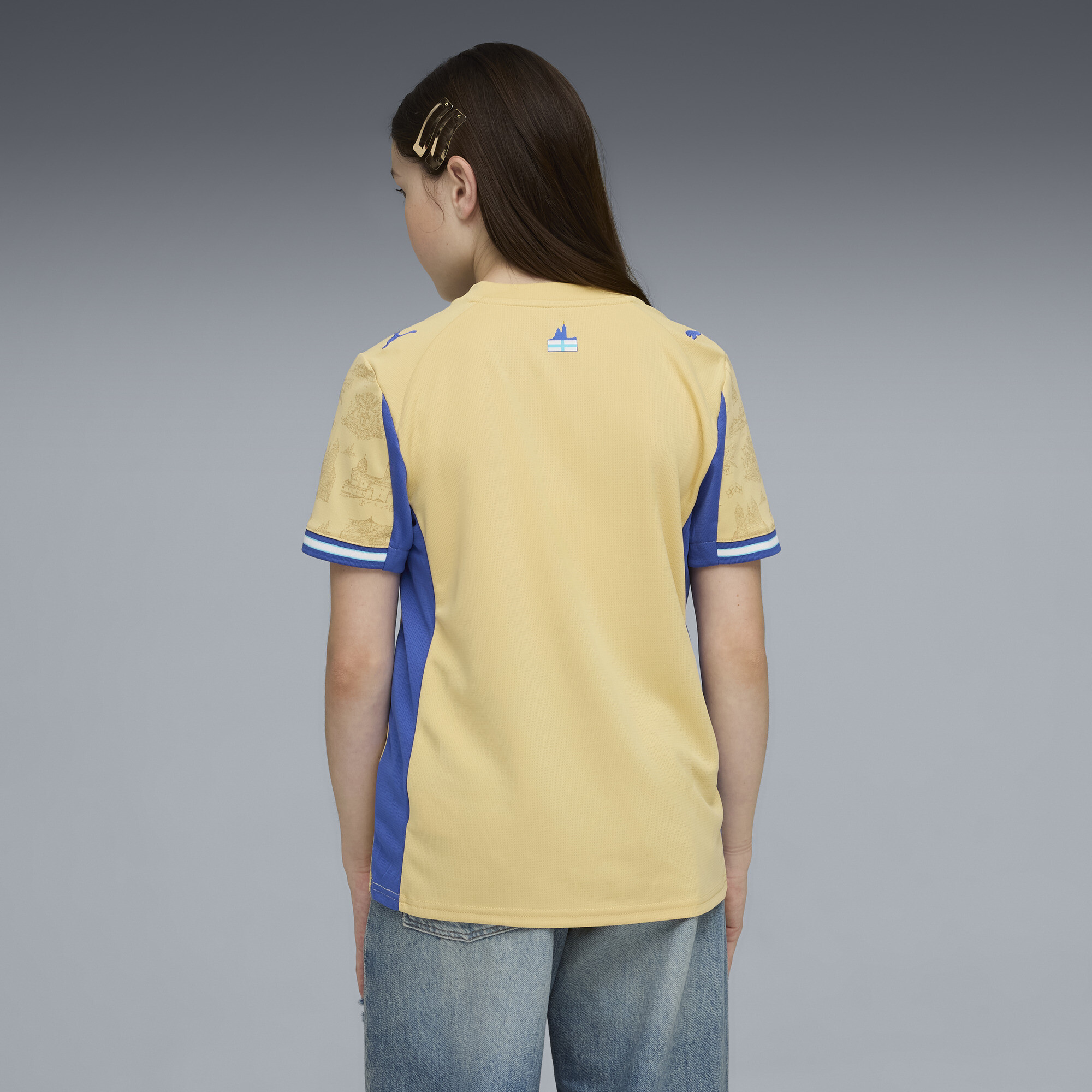 PUMA Olympique de Marseille Special Edition voetbalshirt, Blauw/Goud, Maat 11-12Y thumbnail 2