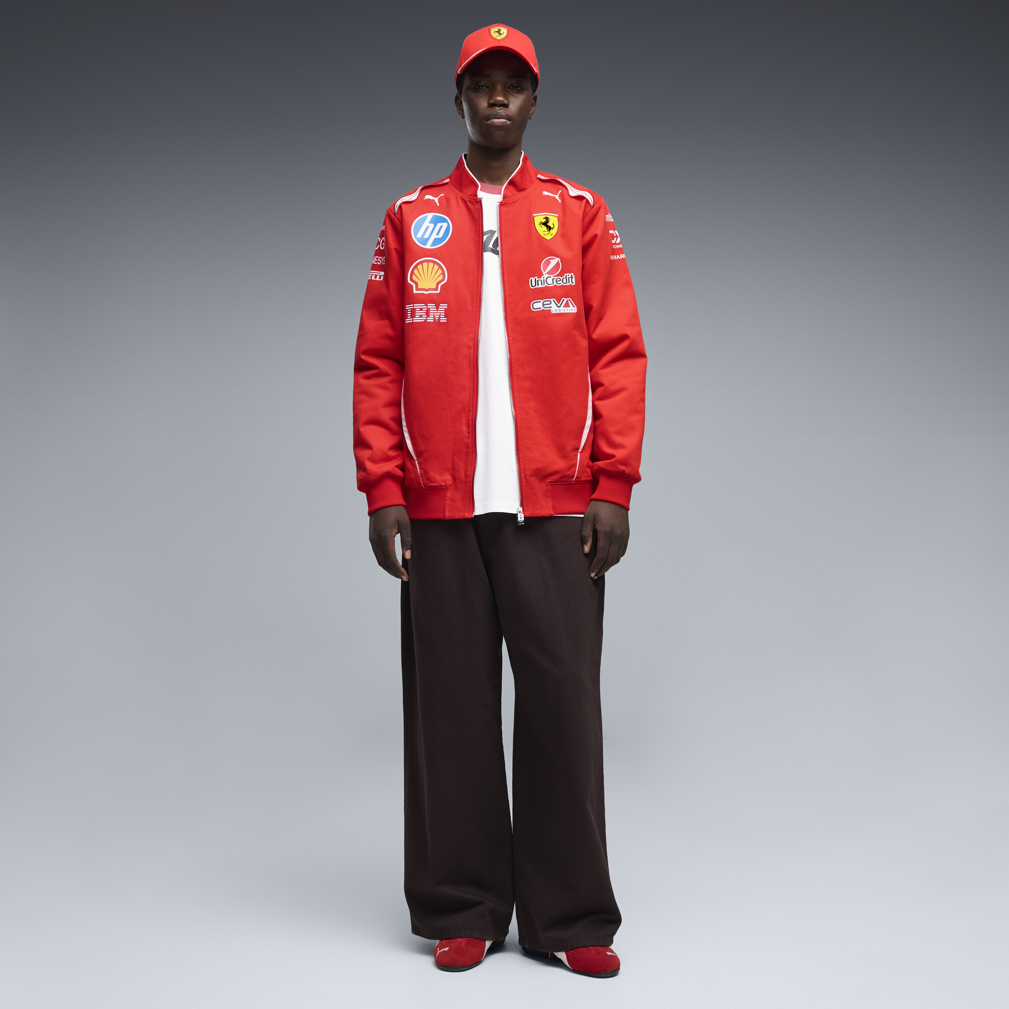 PUMA Scuderia Ferrari HP Replica Drivers Authentic bomberjack voor Heren, Rood, Maat L thumbnail 4