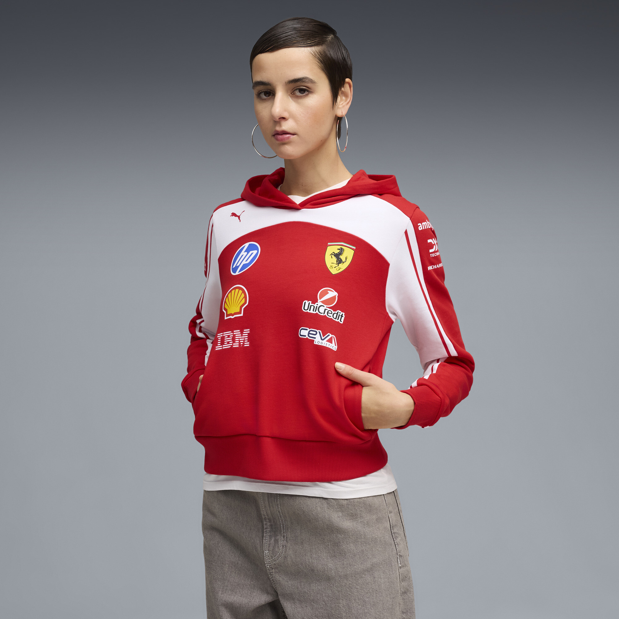 Chandail à capuchon court femme Scuderia Ferrari réplique, Adulte TP | 713833_01