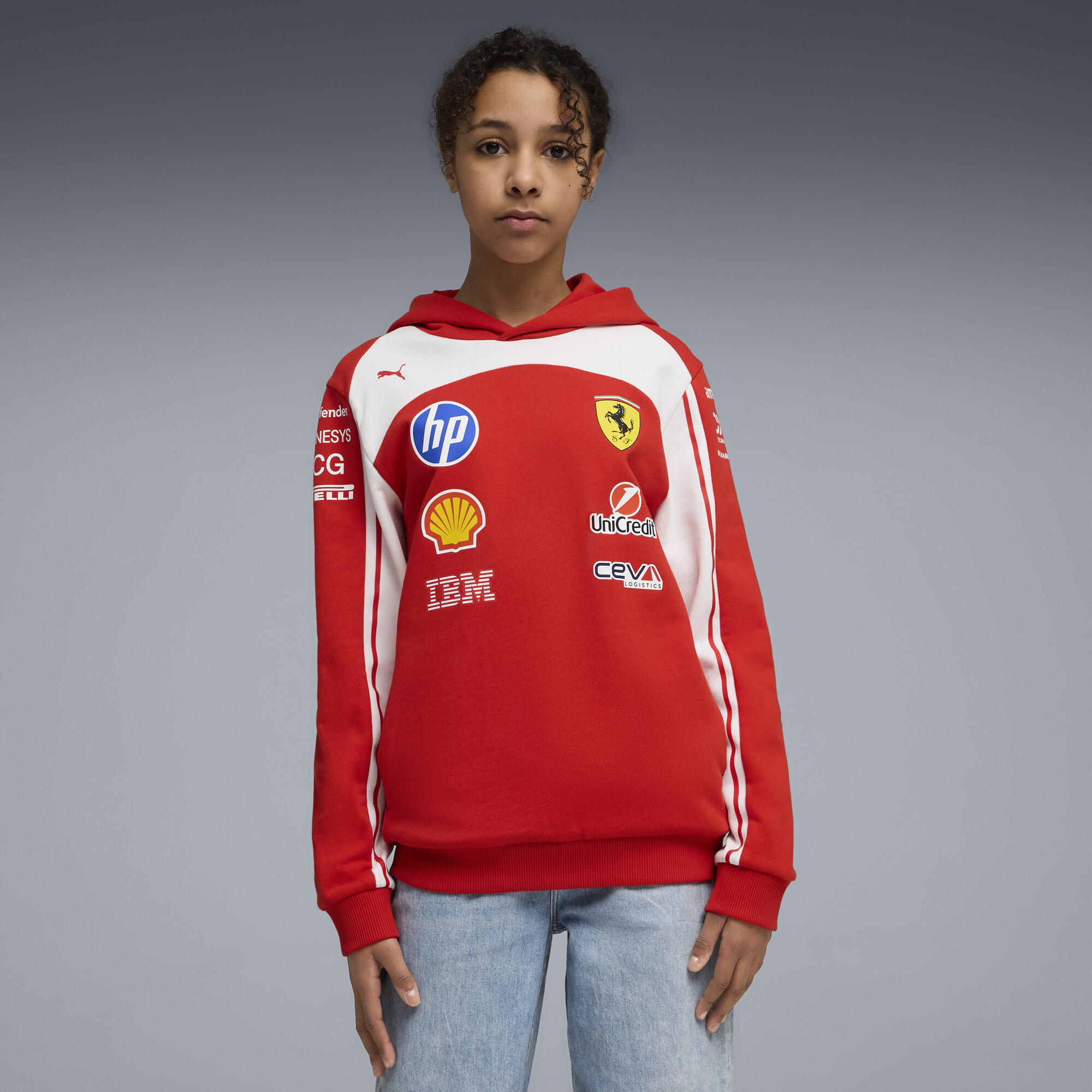 PUMA Scuderia Ferrari Replica Big Kids' Soccer Hoodie in Red, Size XS