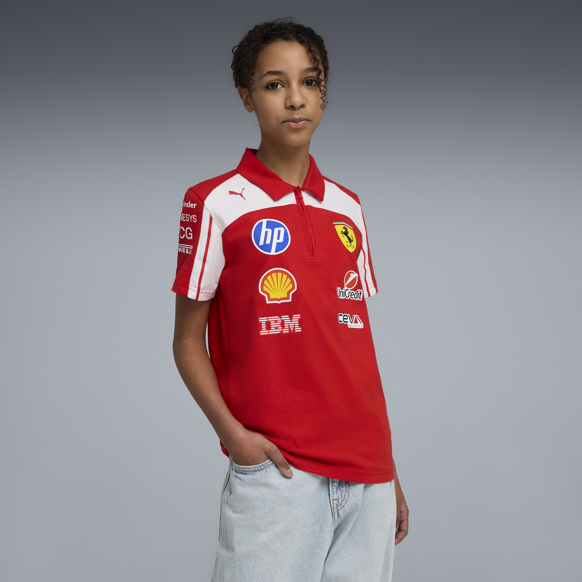 PUMA Scuderia Ferrari Big Kids' Polo in Red, Size S