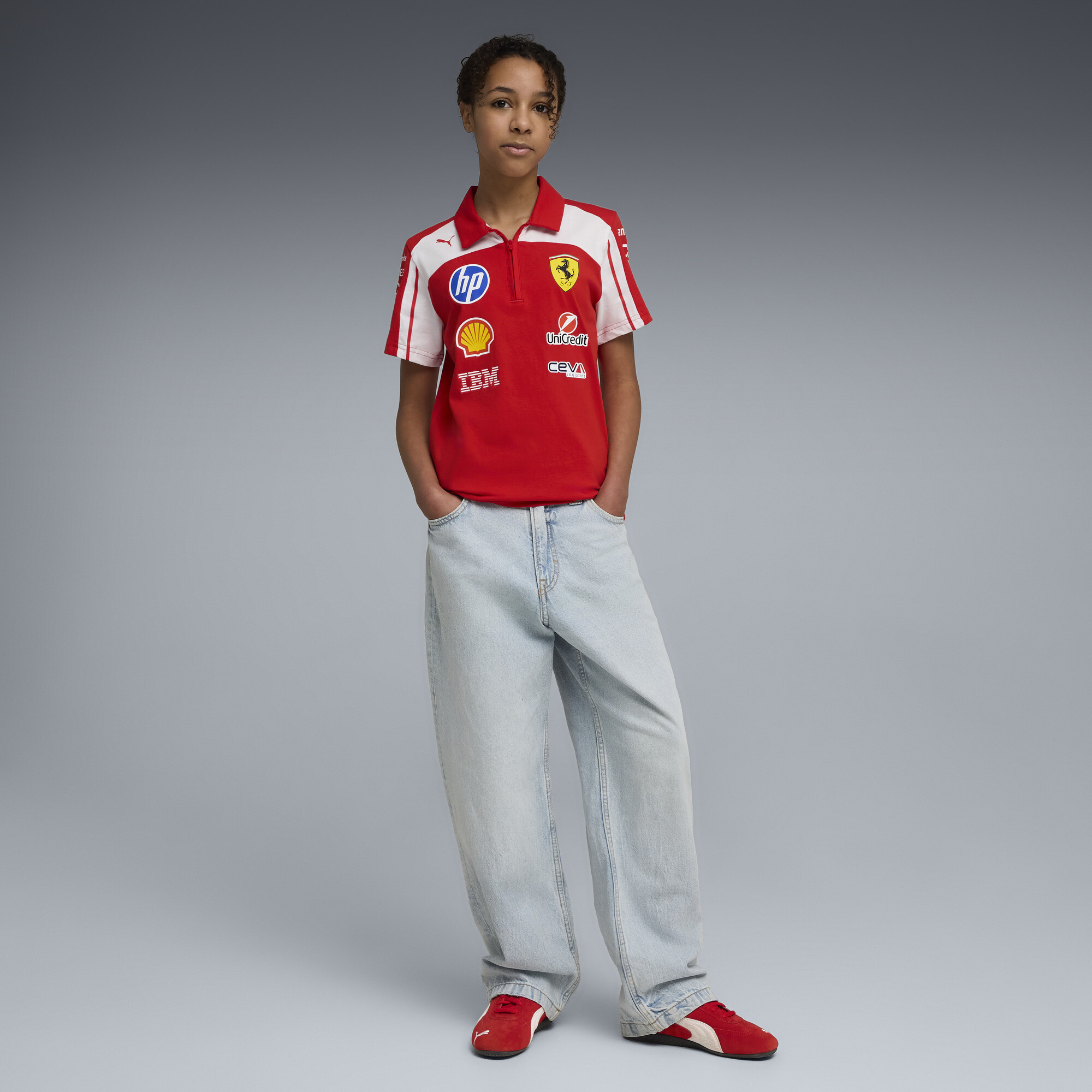 PUMA Scuderia Ferrari HP Replica polo, Rood, Maat 4-5Y thumbnail 2