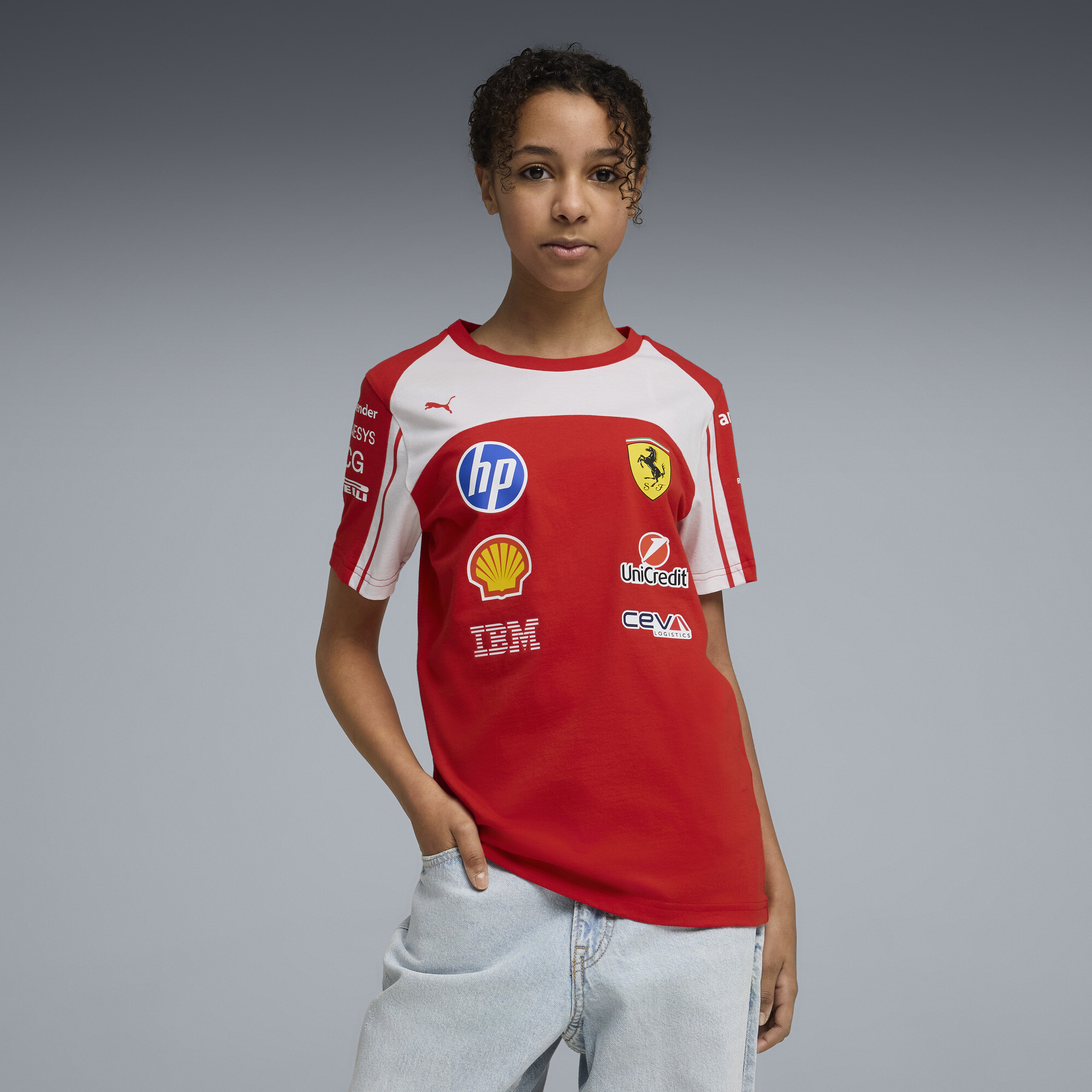 PUMA Scuderia Ferrari Replica Big Kids' Soccer T-Shirt in Red, Size 4T