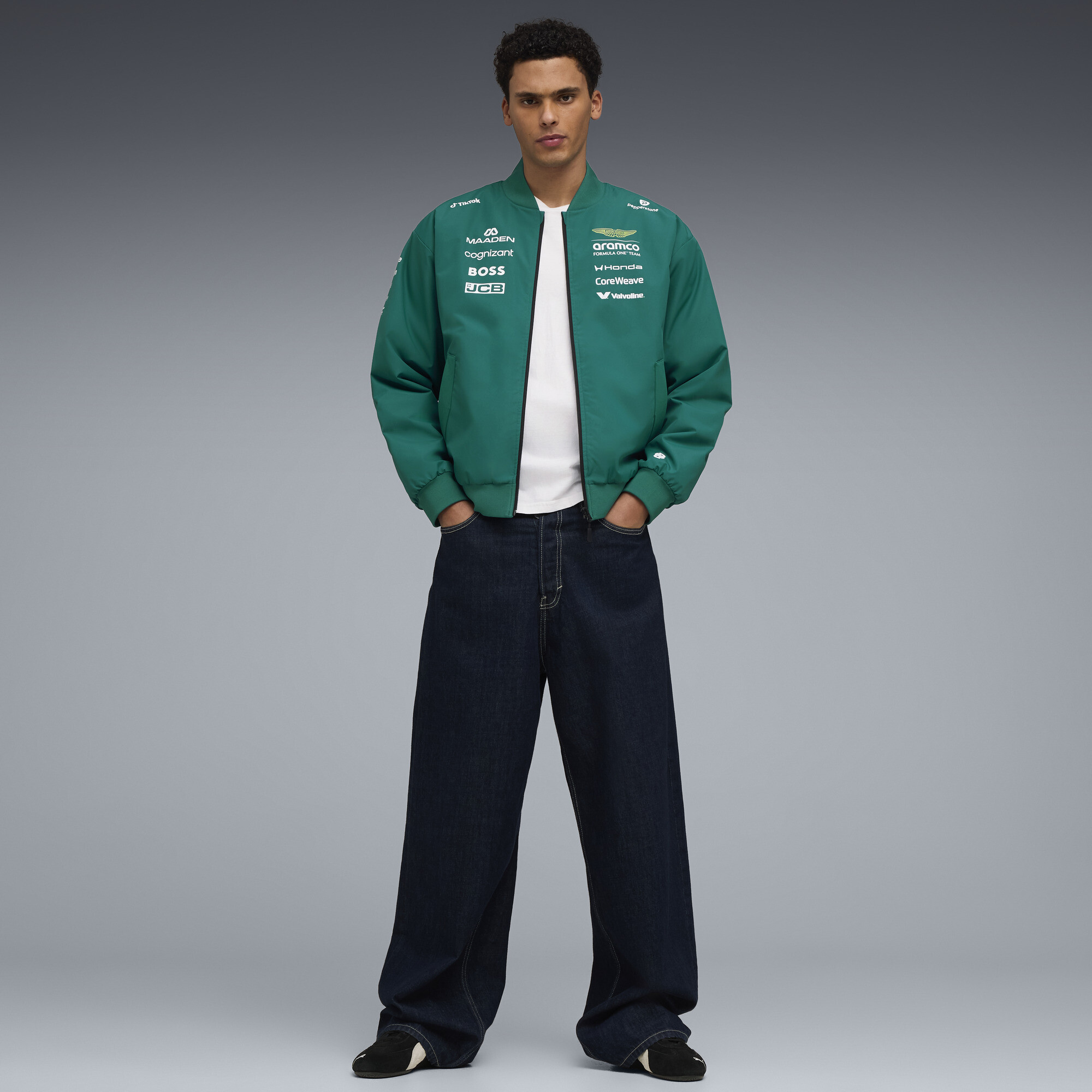PUMA x ASTON MARTIN ARAMCO F1® TEAM Replica bomberjack voor Heren, Groen, Maat L thumbnail 4