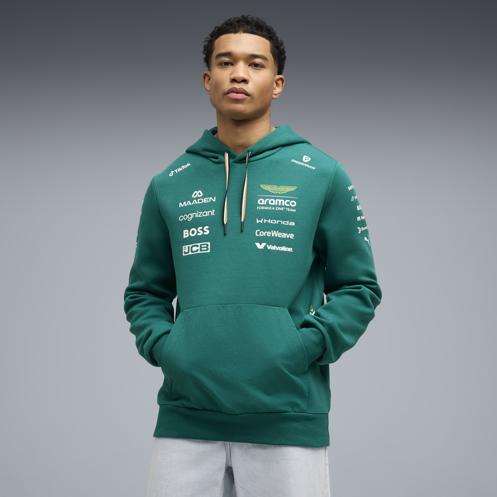 Chandail à capuchon réplique PUMA x ASTON MARTIN ARAMCO F1® TEAM pour hommes, Vert, Adulte P | 713887_01