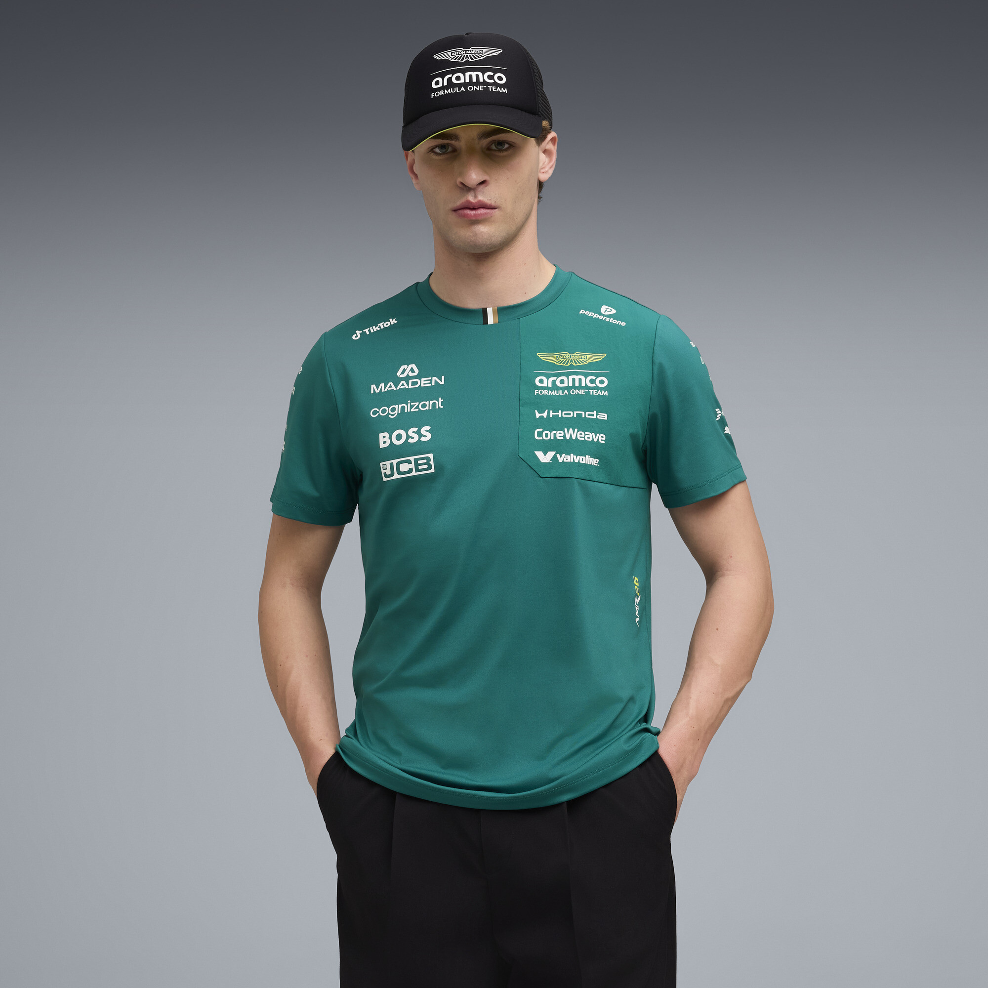 PUMA x ASTON MARTIN ARAMCO F1® TEAM Replica uniseks T-shirt, Groen, Maat XL thumbnail 4