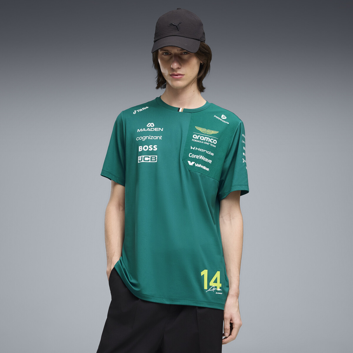 PUMA x ASTON MARTIN ARAMCO F1® TEAM Replica Alonso T-Shirt Unisex in Green Lux, Medium