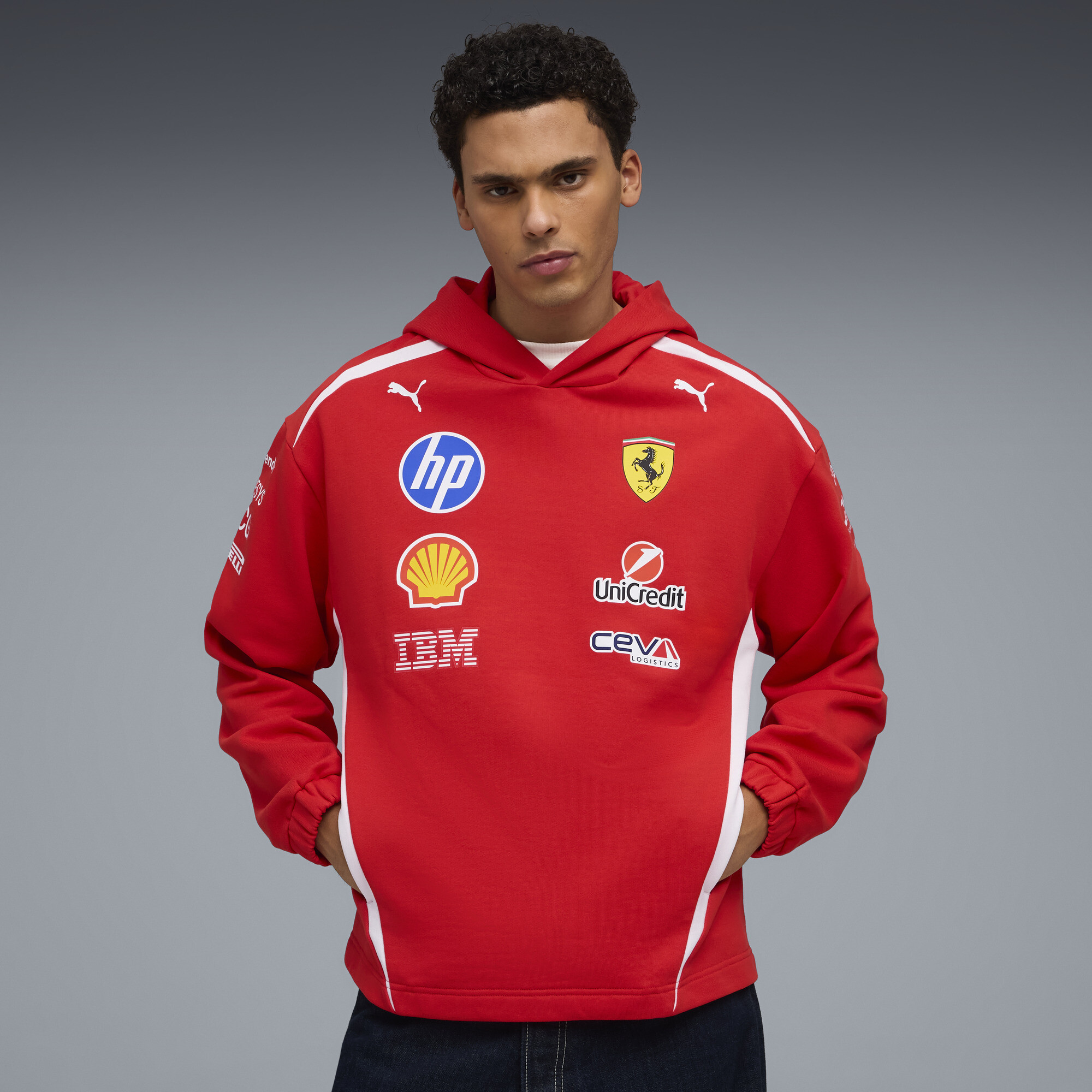 PUMA Scuderia Ferrari HP Replica Drivers Authentic-hoodie voor Heren, Rood, Maat 3XL thumbnail 4