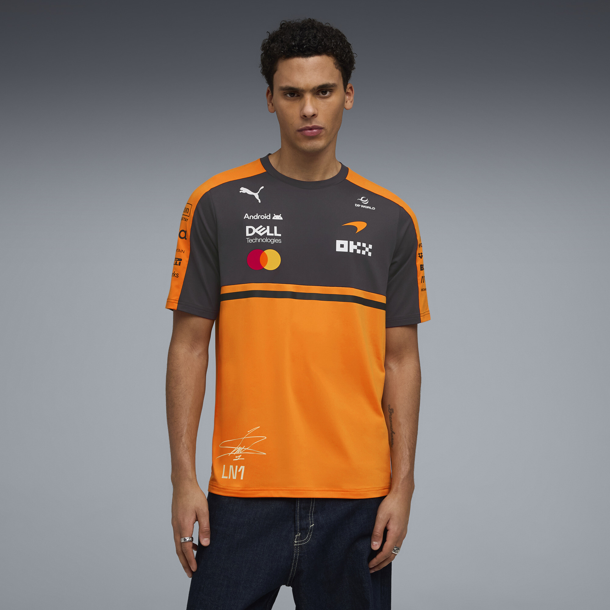 PUMA McLAREN MASTERCARD F1 TEAM Men's Replica Norris T-Shirt in Orange, Size L