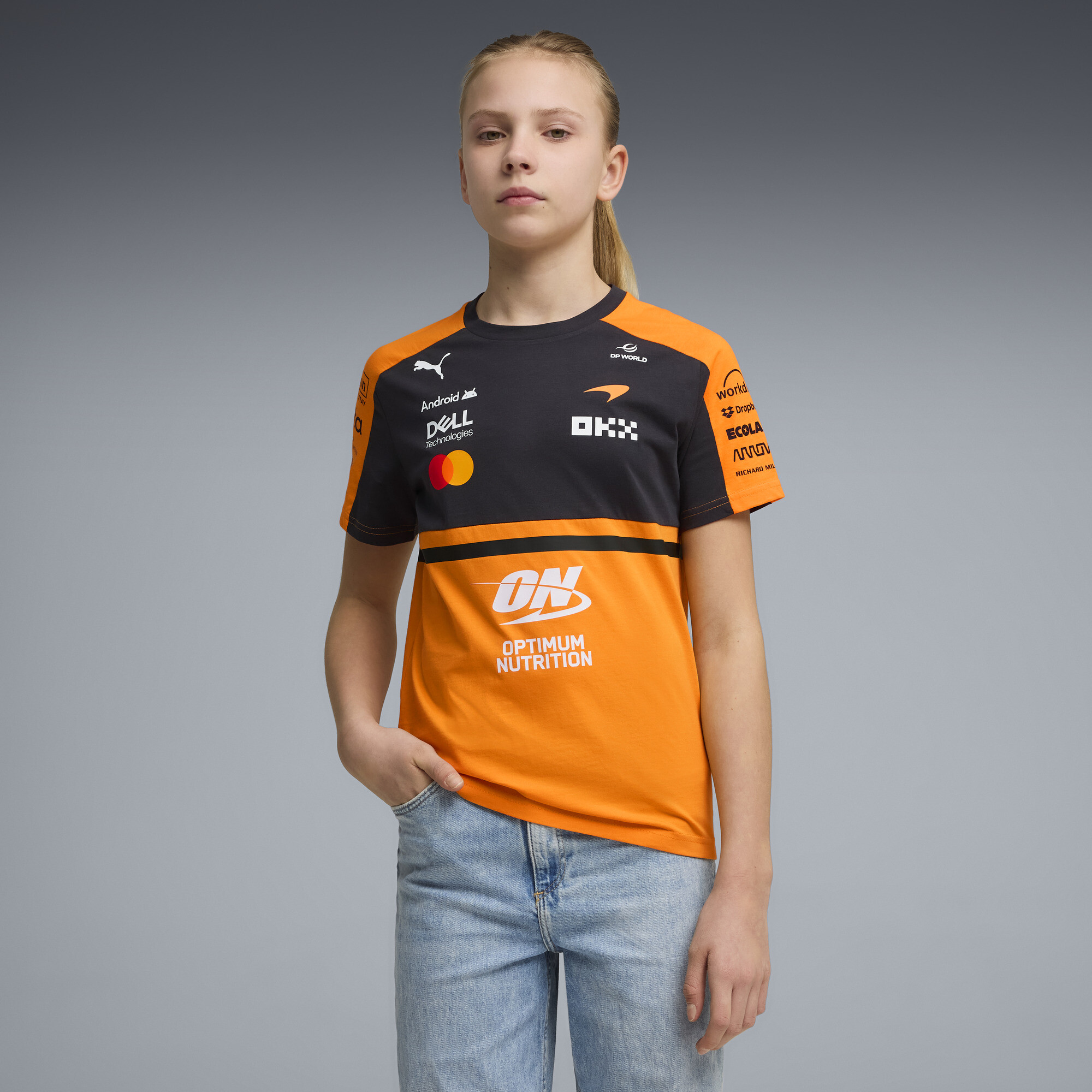 PUMA McLAREN RACING Big Kids Replica T-Shirt in Orange Size XS 55$