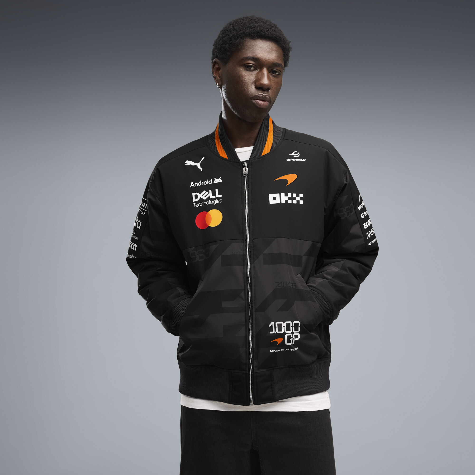 PUMA McLAREN RACING 1000th Grand Prix Men's Replica Bomber Jacket in Black, Size M