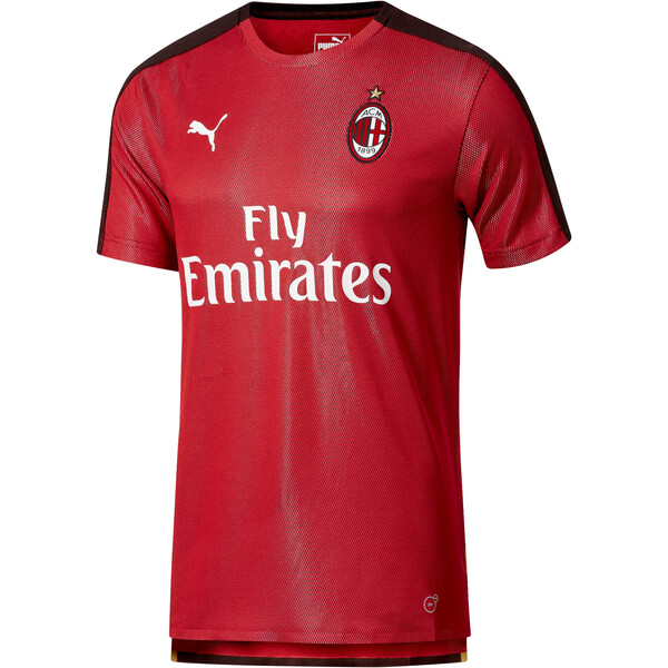 AC Milan Men's Stadium Jersey, Chili Pepper-Puma Black, large