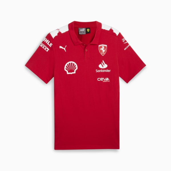 Polo SCUDERIA FERRARI x JOSHUA VIDES Motorsport para hombre, Rosso Corsa, large-MEX