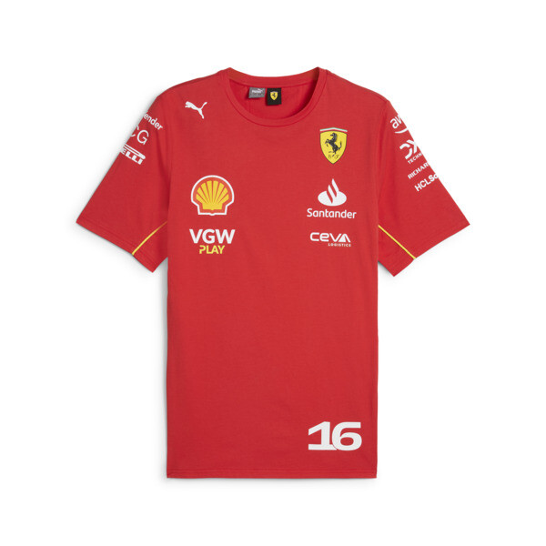 Remera PUMA deportiva Scuderia Ferrari de Leclerc para Hombre En Burnt Rojo