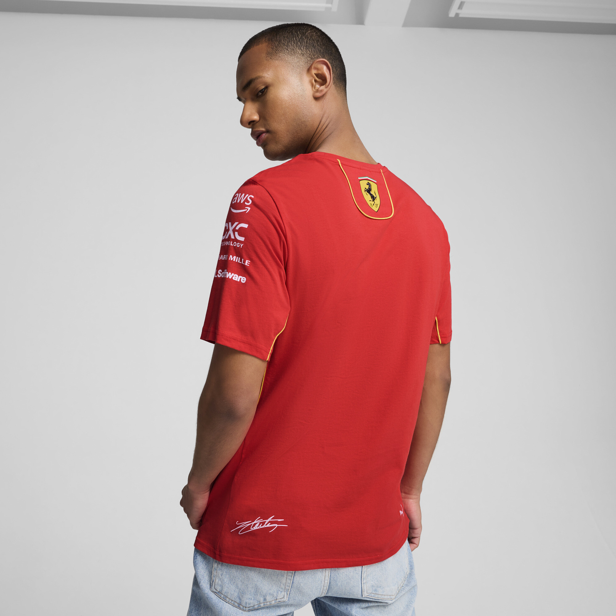 Men's PUMA Scuderia Ferrari Leclerc T-Shirt In Red, Size 2XL, Cotton