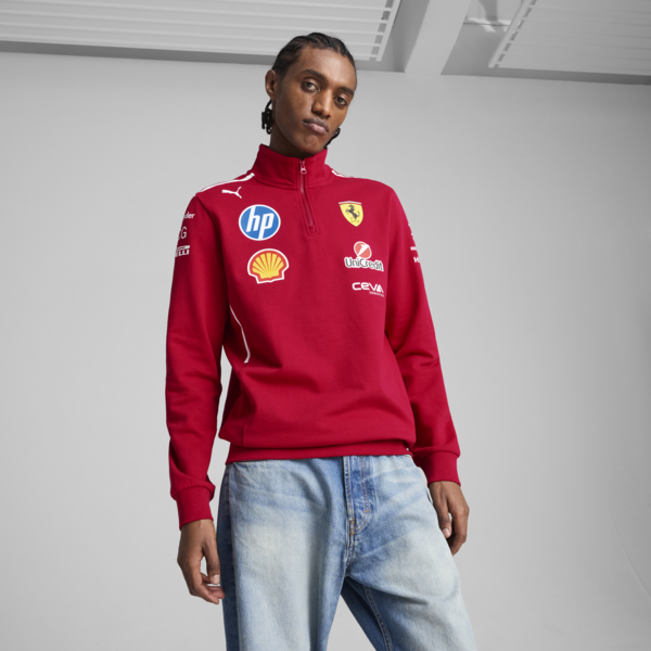 Scuderia Ferrari HP 2025 Team Quarter-Zip Sweatshirt Men, Dark Cherry, large-MEX