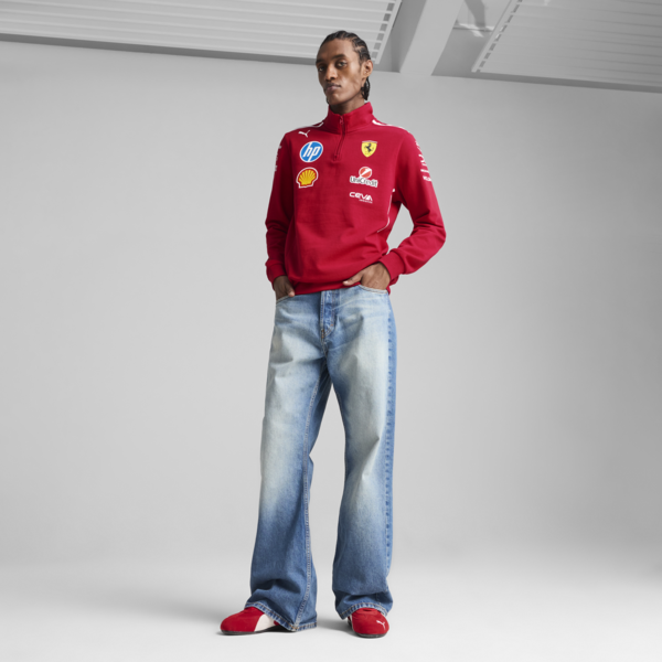 Scuderia Ferrari HP 2025 Team Quarter-Zip Sweatshirt Men, Dark Cherry, large-MEX