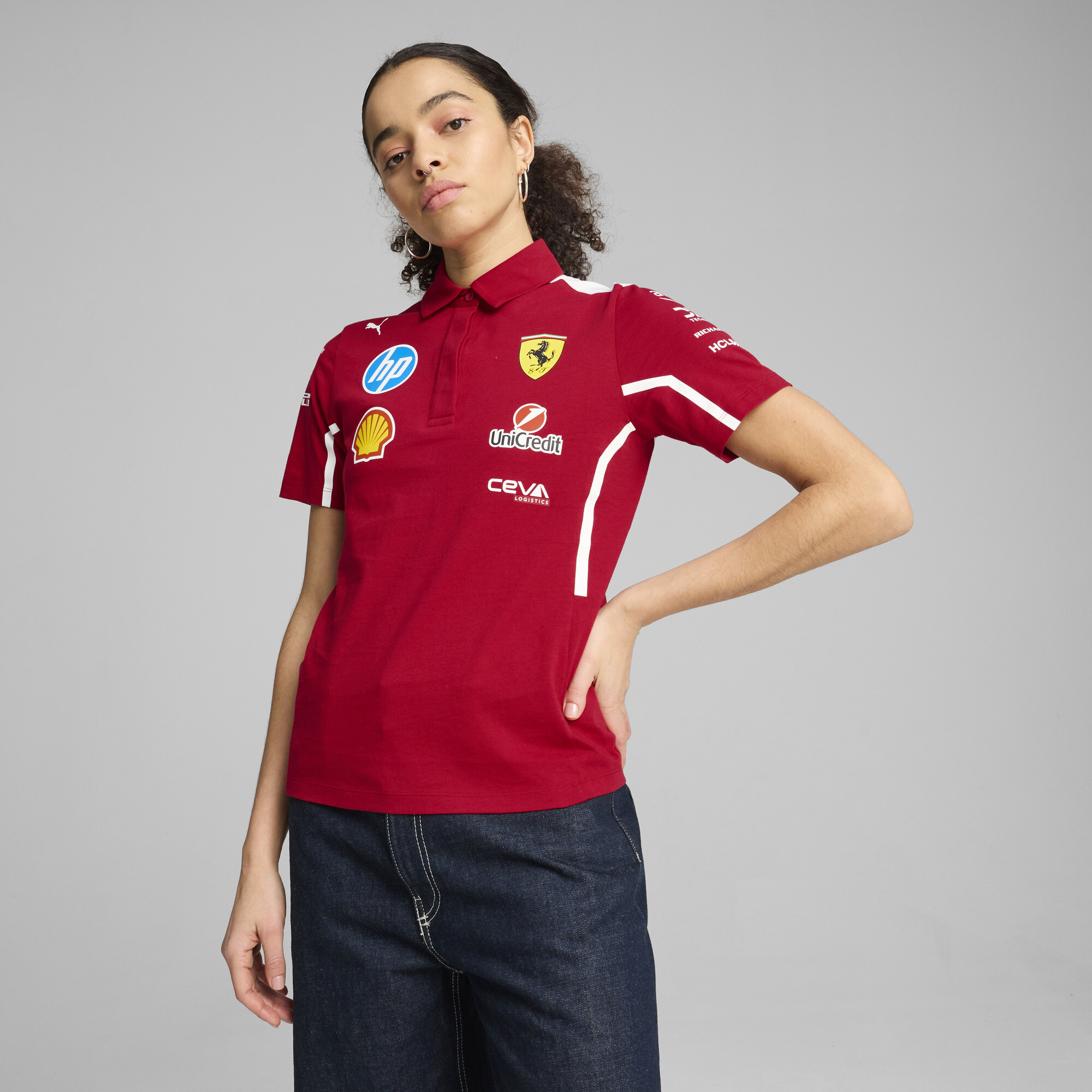 Puma Scuderia Ferrari HP 2025 Team Polo Damen | Mit Plain | Dark Cherry | Größe: XL