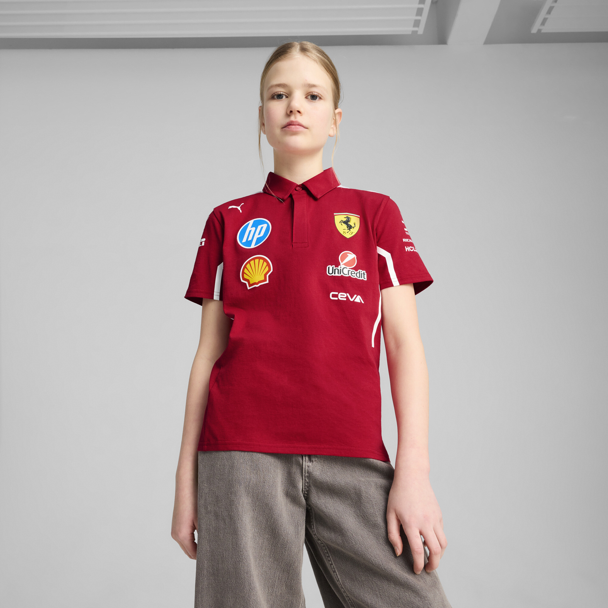 Puma Scuderia Ferrari HP 2025 Team Polo Teenager Für Für Kinder | Mit Plain | Dark Cherry | Größe: 3-4Y