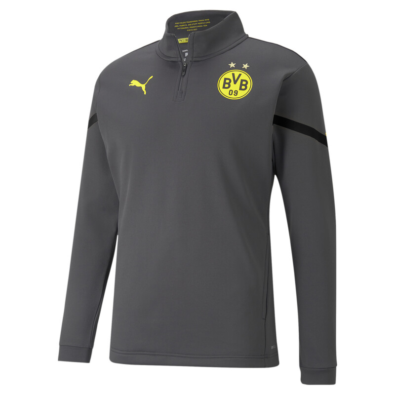 

Men's PUMA BVB Prematch Regular Fit 1/4 Zip Performance T-Shirt, Black