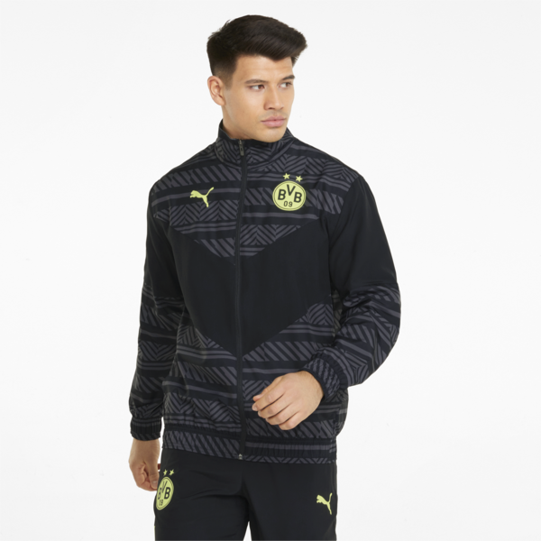 BVB Pre-match Men's Football Jacket, Puma Black-Safety Yellow, large-ZAF