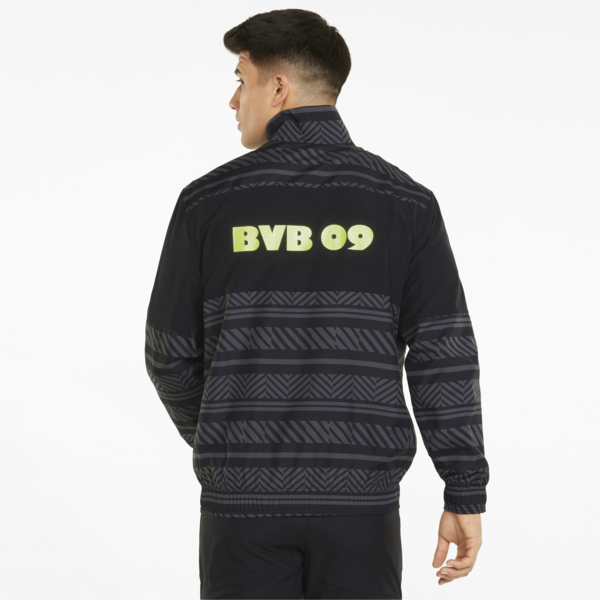 BVB Pre-match Men's Football Jacket, Puma Black-Safety Yellow, large-ZAF