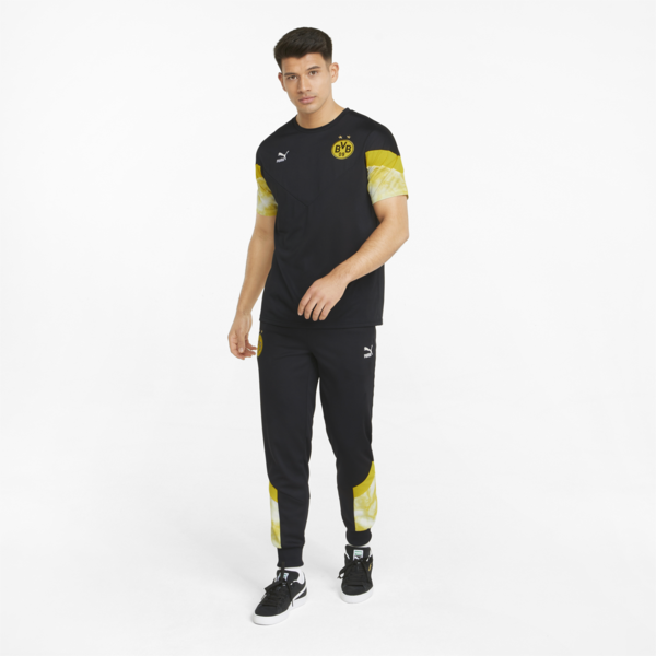 BVB Iconic MCS Men's Football Tee, Puma Black-Cyber Yellow, large-ZAF