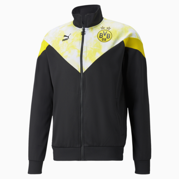 BVB Iconic MCS Men's Track Football Jacket, Puma Black-Cyber Yellow, large-ZAF