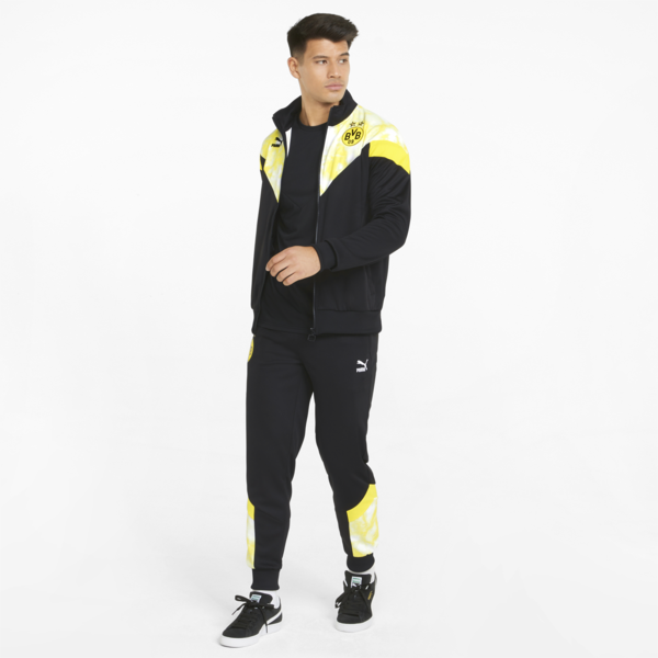 BVB Iconic MCS Men's Track Football Jacket, Puma Black-Cyber Yellow, large-ZAF