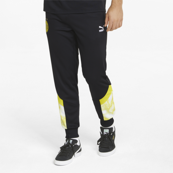 BVB Iconic MCS Mesh Men's Football Pants, Puma Black-Cyber Yellow, large-ZAF