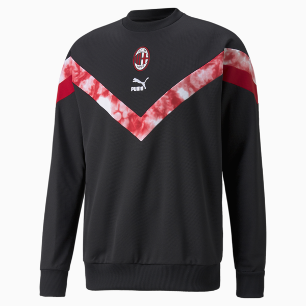 ACM Iconic MCS Crew Neck Men's Football Sweater, Puma Black-Tango Red, large-ZAF
