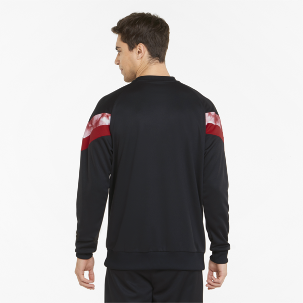 ACM Iconic MCS Crew Neck Men's Football Sweater, Puma Black-Tango Red, large-ZAF