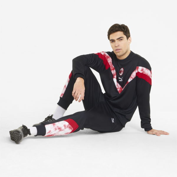 ACM Iconic MCS Crew Neck Men's Football Sweater, Puma Black-Tango Red, large-ZAF