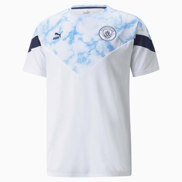 Man City Iconic MCS Men's Football Tee, Puma White-Team Light Blue, large-ZAF