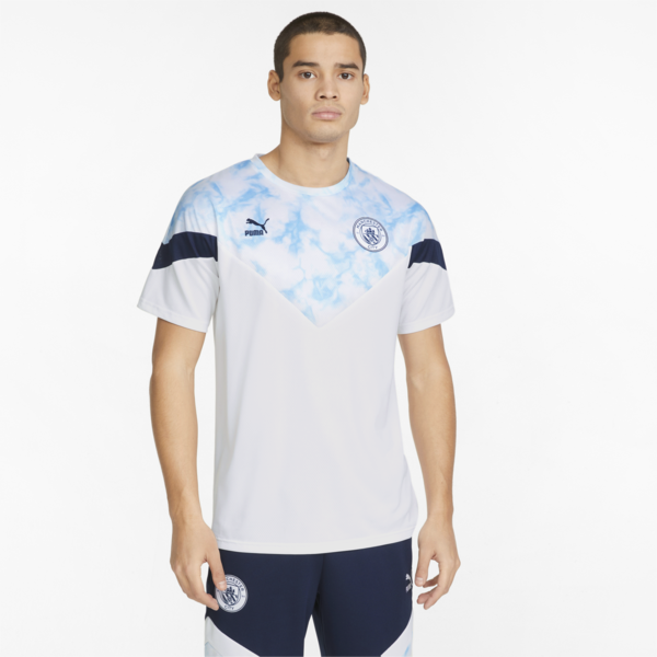 Man City Iconic MCS Men's Football Tee, Puma White-Team Light Blue, large-ZAF
