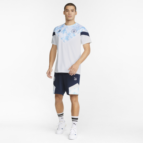 Man City Iconic MCS Men's Football Tee, Puma White-Team Light Blue, large-ZAF