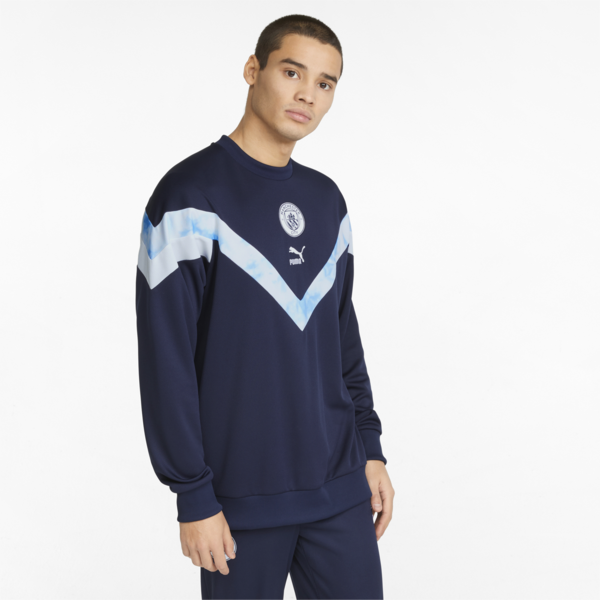 Man City Iconic MCS Crew Men's Football Sweatshirt, Peacoat-Puma White, large-ZAF