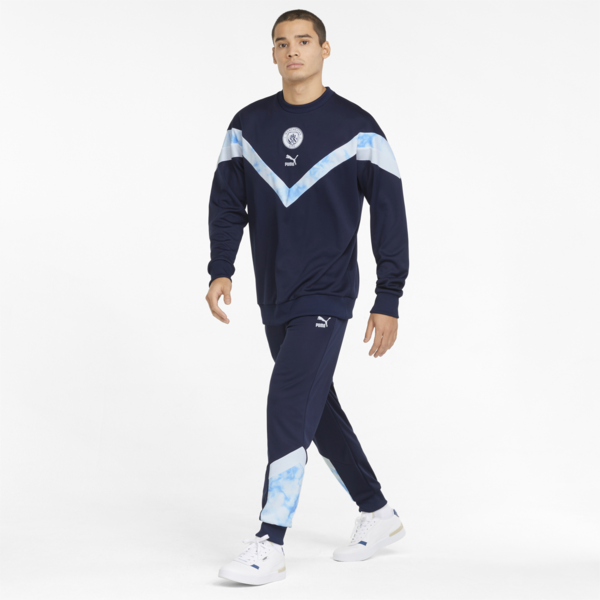 Man City Iconic MCS Crew Men's Football Sweatshirt, Peacoat-Puma White, large-ZAF