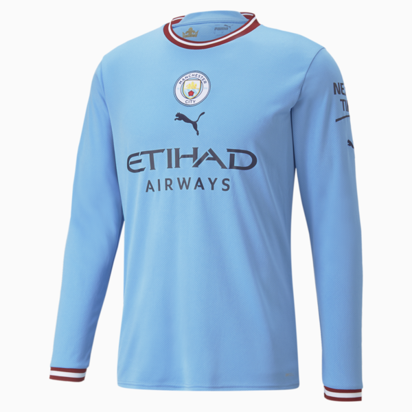 Manchester City F.C. Home 22/23 Long Sleeve Replica Jersey Men, Team Light Blue-Intense Red, large-ZAF