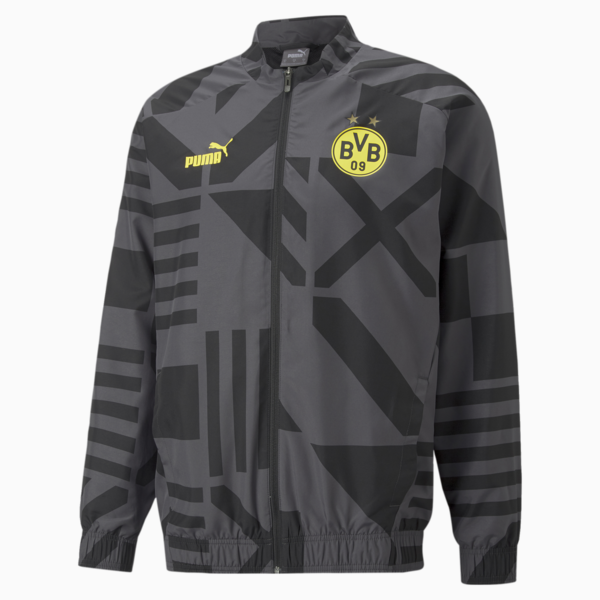 Borussia Dortmund Football Pre-match Jacket Men, Puma Black-Asphalt, large-ZAF
