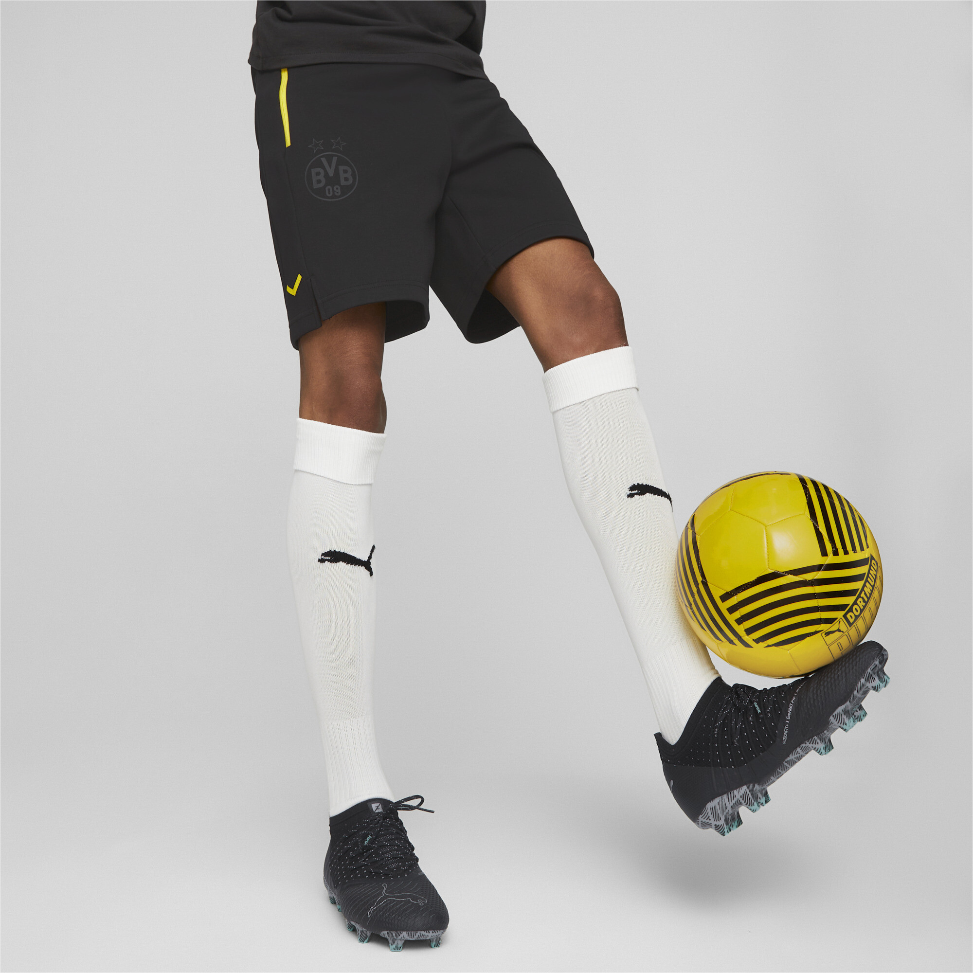 Men's Puma Borussia Dortmund Football Casuals Shorts, Black, Size XL, Clothing