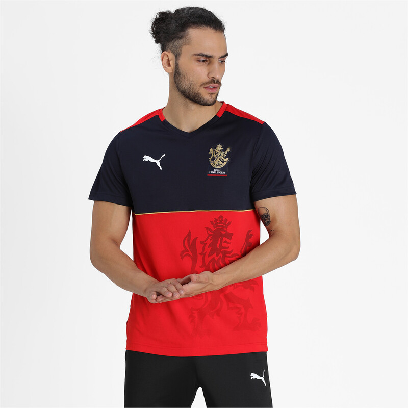

Men's PUMA Royal Challengers Bangalore Virat Kohli Fan 2021 Slim Fit Jersey, Red/blue