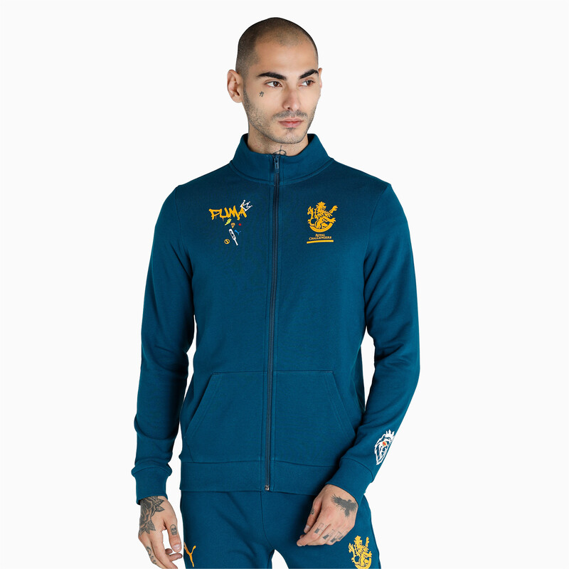 

Men's PUMA Royal Challengers Bangalore Graphic Full-Zip Sweat Shirt, Black/blue/yellow