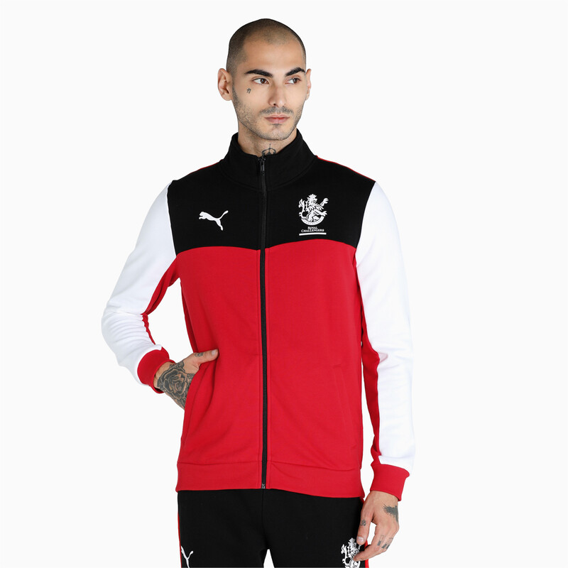 

Men's PUMA Royal Challengers Bangalore Colourblocked Regular Fit Full-Zip Jacket, Black/red