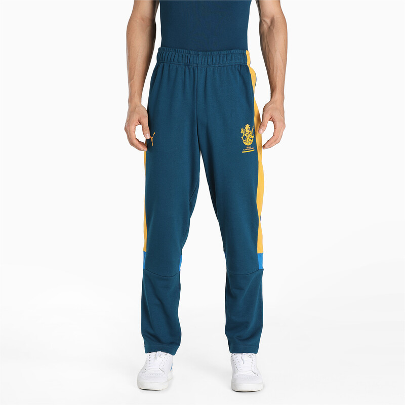 

Men's PUMA Royal Challengers Bangalore Colourblocked Regular Fit Knitted Pants, Black/blue/yellow
